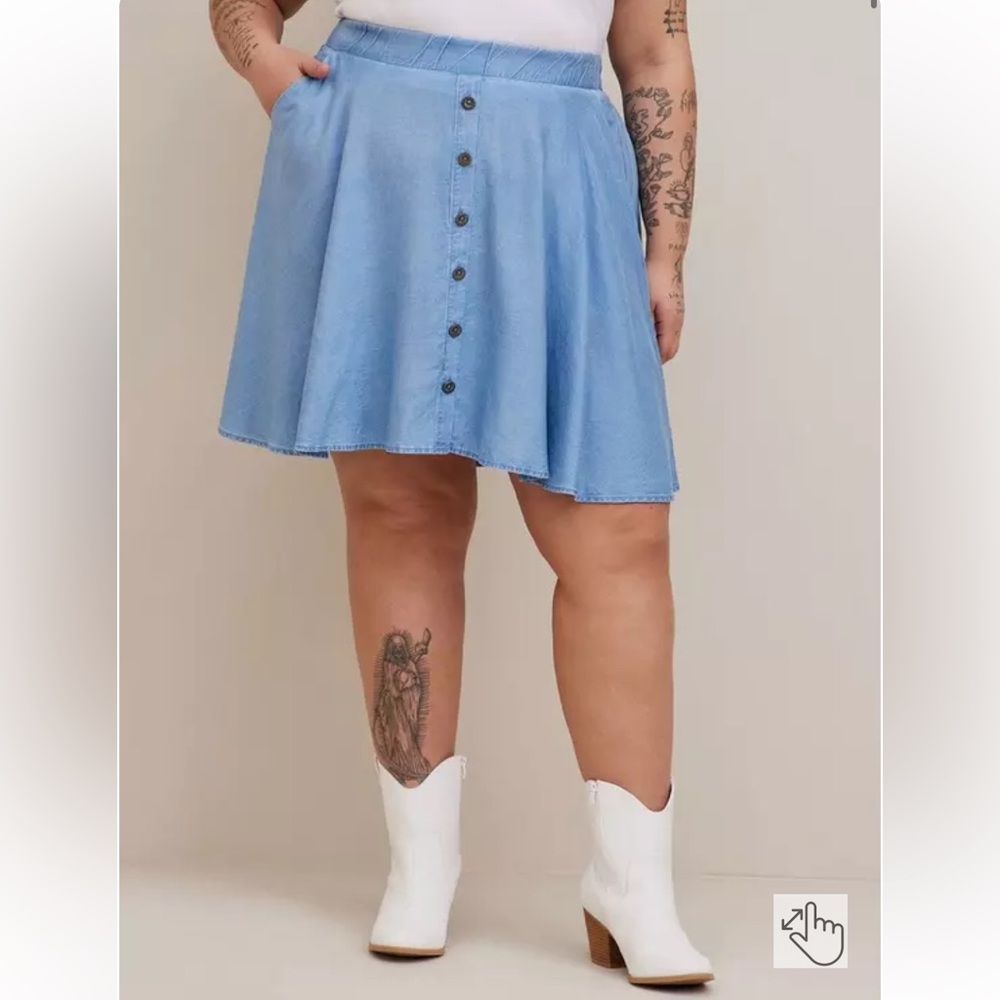 Mini Chambray Button Up Skater Skirt